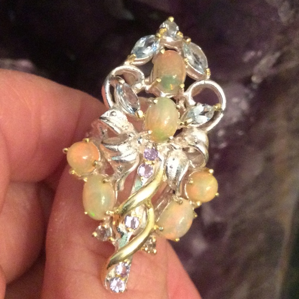 Outstanding Elegance, Genuine Natural Fiery Opal Ring - Picture 13 of 15